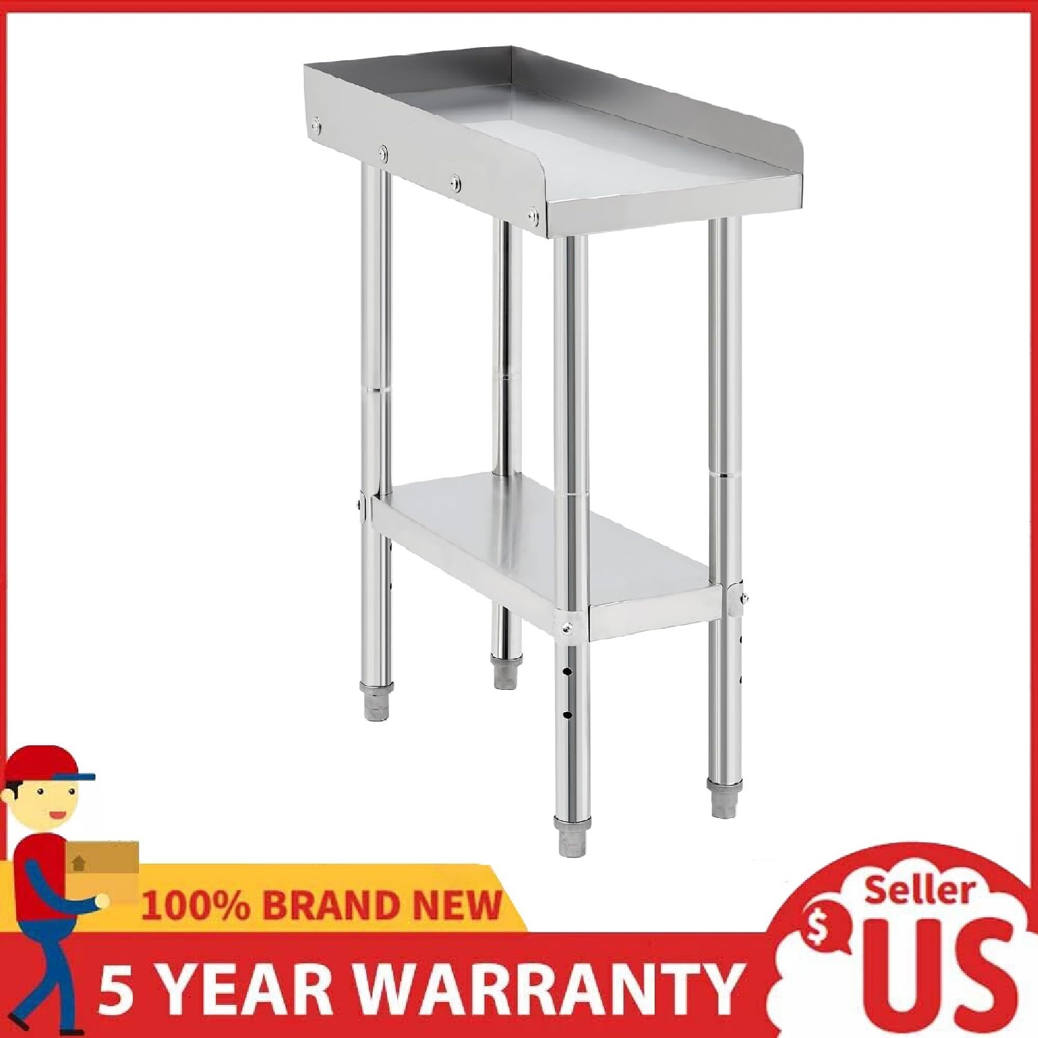 Stainless Steel Work Table ,12×24 Inch Commercial Kitchen Prep Table Grill Stand
