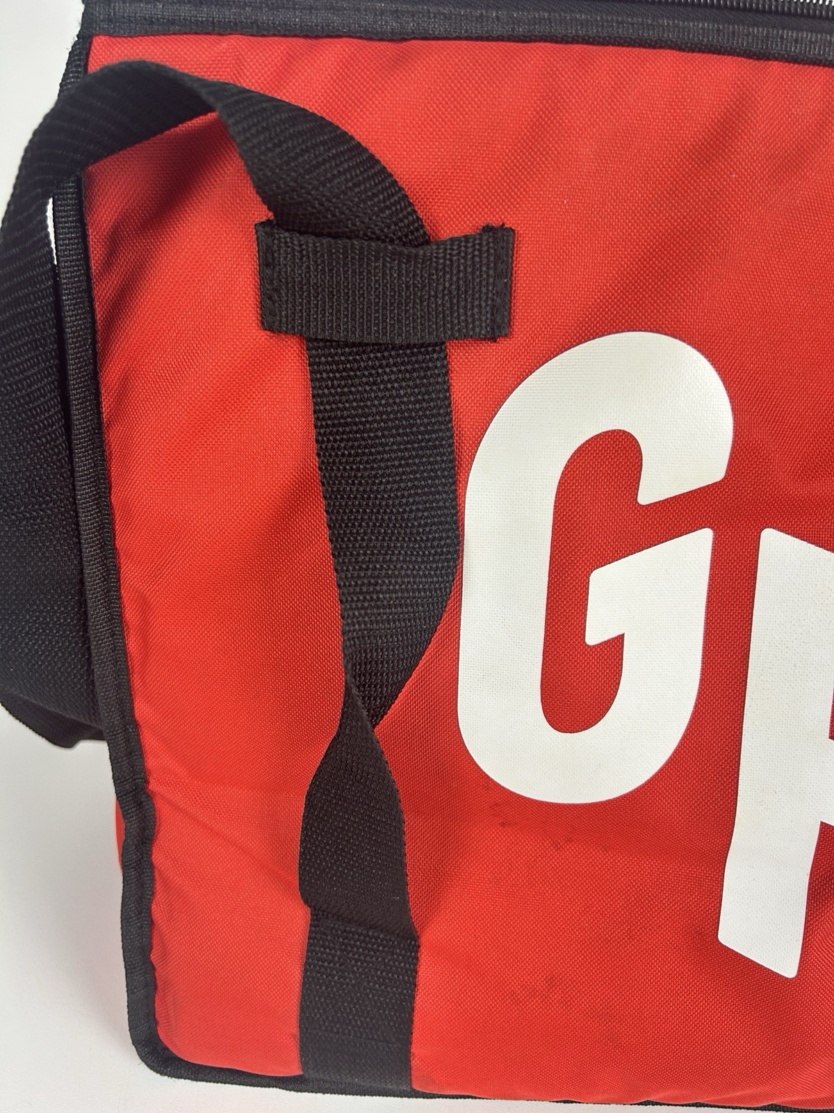 Grubhub 15x15x10 Red Thermal Insulated Hot Cold Food Delivery Tote Bag/Backpack
