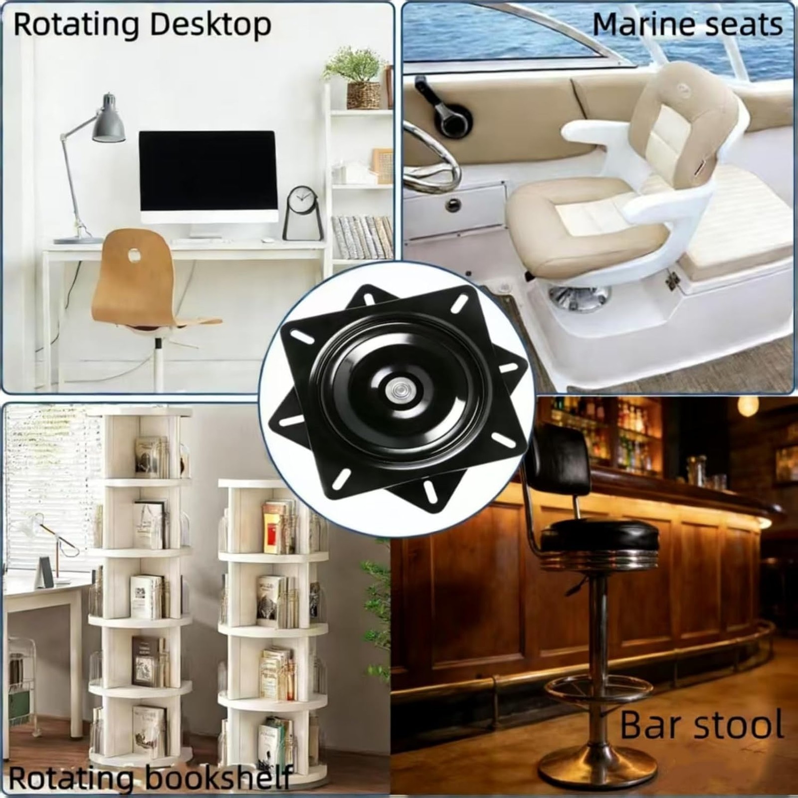 7inch Heavy Duty Bar Stool Rotating Base, 360 Degree Square Black Steel Plate