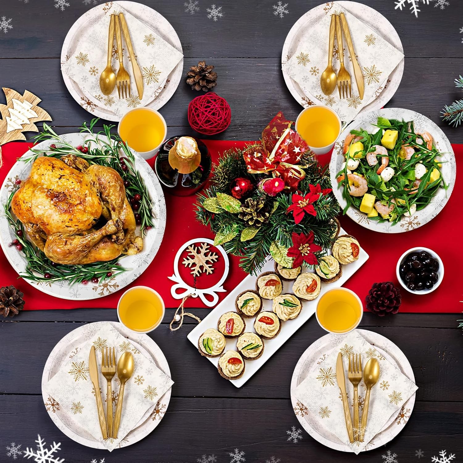 210 Pcs Winter Snowflake Paper Plates and Napkins Set Winter Wonderland Birthday