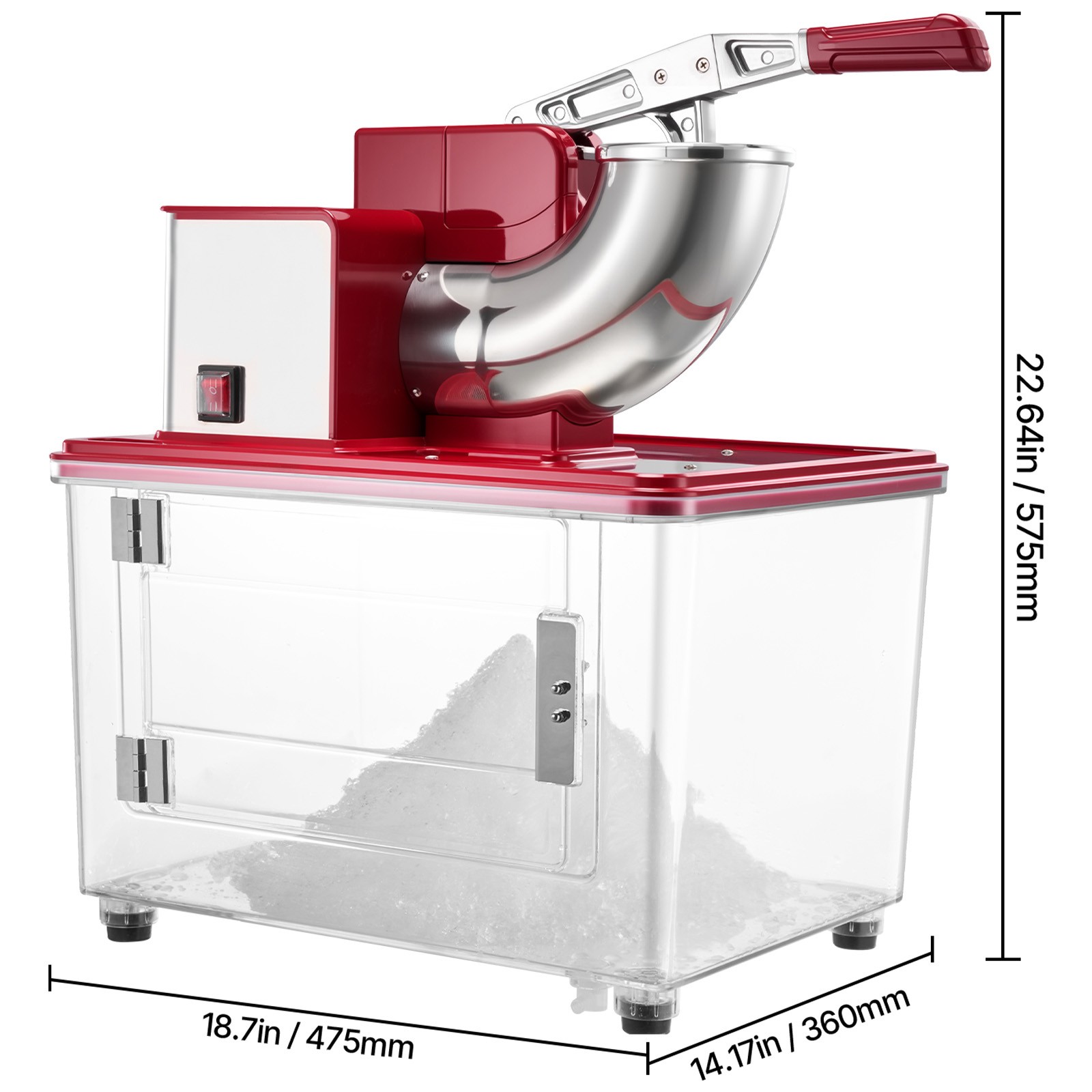 Uimoso Electric Ice Crusher Machine 661LBS/H Shaved Ice Maker Red