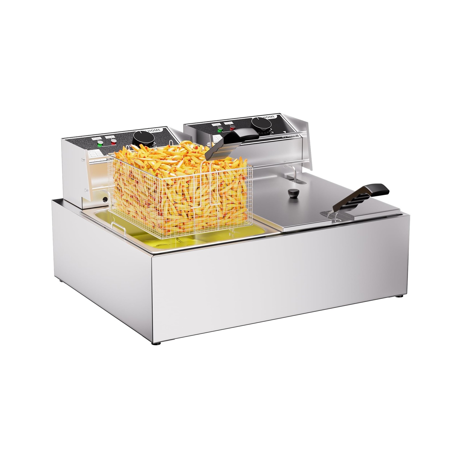 20.7Qt Deep Fryer, 3400W Electric Countertop Deep Fryer with 2 x 6.35 QT Remo…