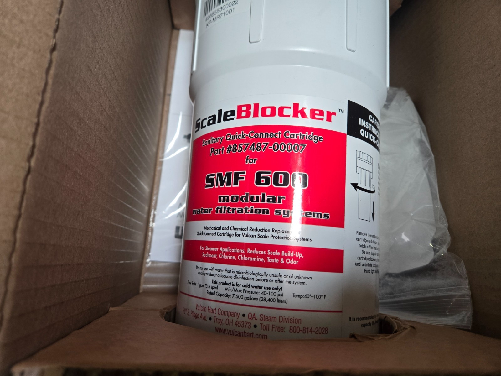 Hobart/Vulcan-Hart 00-857487-00600 PM Kit SMF-600 ScaleBlocker Water Filter OEM