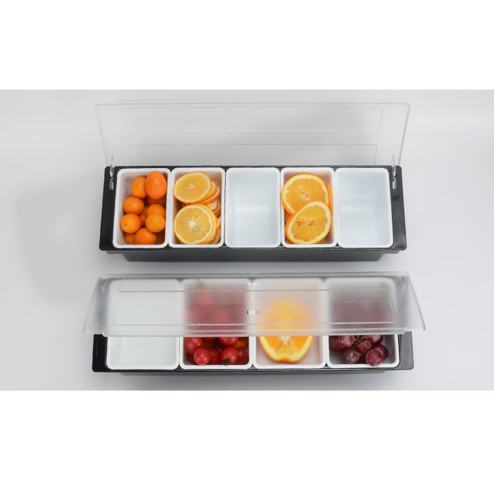 Condiment Tray Bar Caddy 3/4/5 Compartments Garnish Station Food Tray Bar Holder