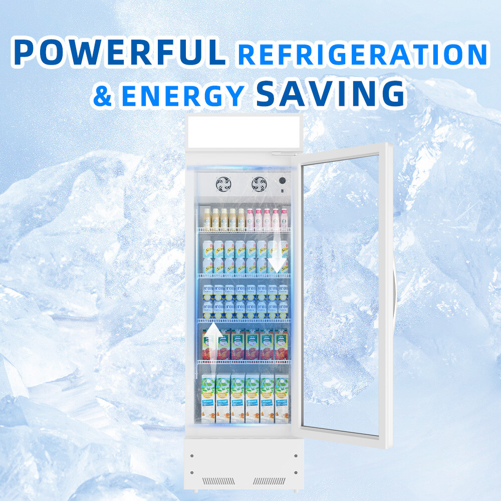 Merchandiser Refrigerator Upright Display Glass Door Cooler W/LED 17 Cu.Ft ETL