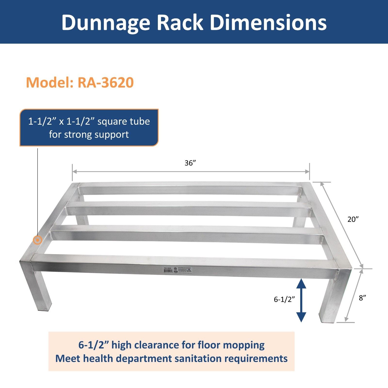 GSW 36″W x 20″D x 8″H Aluminum All-welded Dunnage Racks for Floor Storage