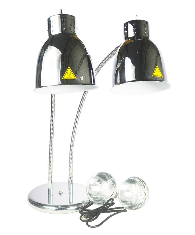 Universal 2 Heads Food Insulation Lamps 110V Warmer 250W*2 Sliver Adjustable