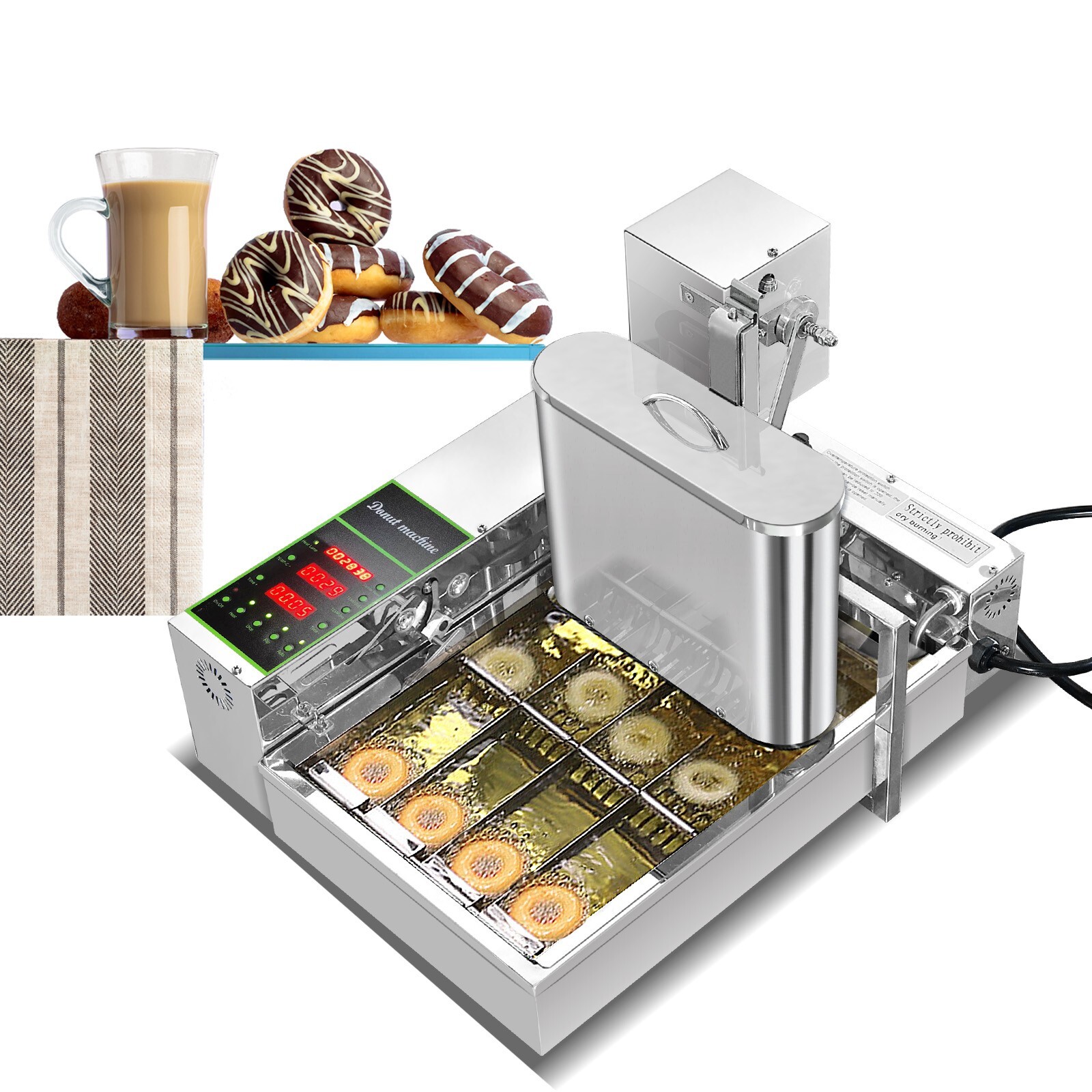 Kolice 90% New 4 Rows Production Donuts Frying machine, Mini Doughnut Maker