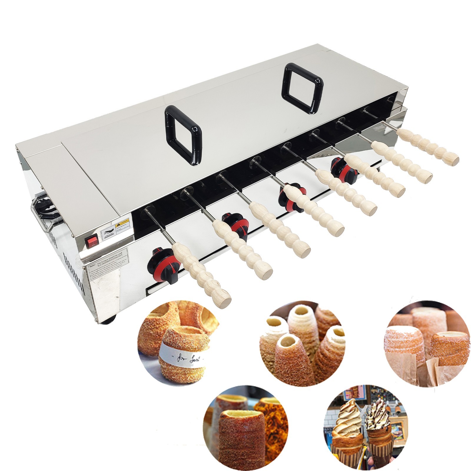 LPG Commercial 8 Molds Chimney Cake Baking Machine Trdelník Maker Kurtoskalacs