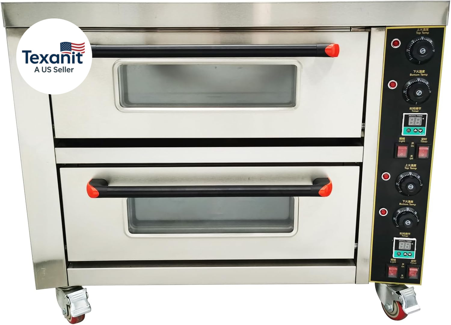Commercial Pizza Oven Double Deck Movable Electric Pizza Oven Stainless Steel Mu