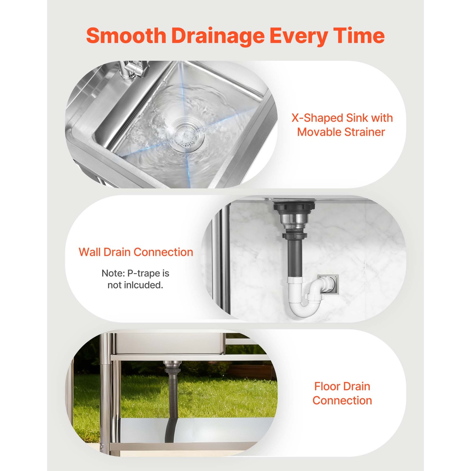 Uimoso Stainless Steel Utility Sink with Faucet, Single Bowl, 39.4×19.7×37 in