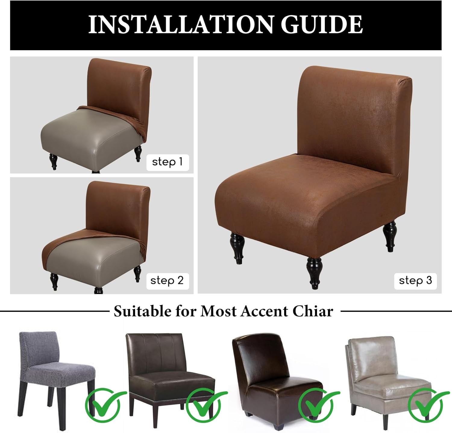 Armless Accent Chair Cover Slipcover, Stretch Spandex Chair Covers for Living