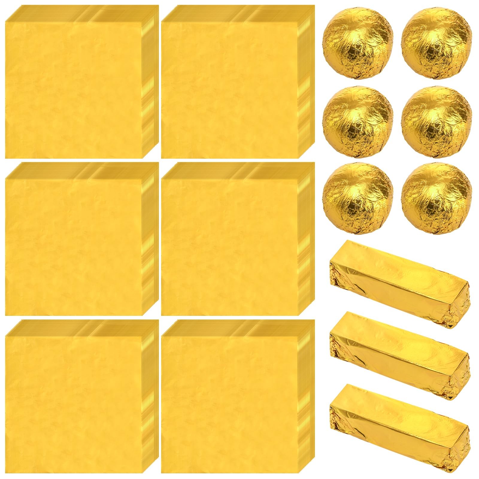 300 PCS 8×8 Inch Gold Foil Candy Wrappers Large Chocolate Caramel Packaging