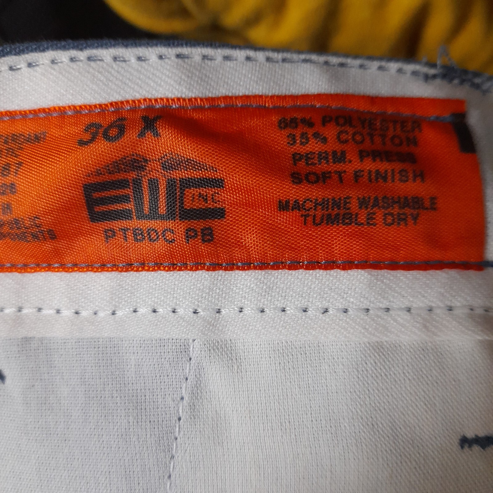 PTBDC PB Blue Navy Chef Pants 36×30, Perm Press Soft Finish, 65% Poly 35% Cotton