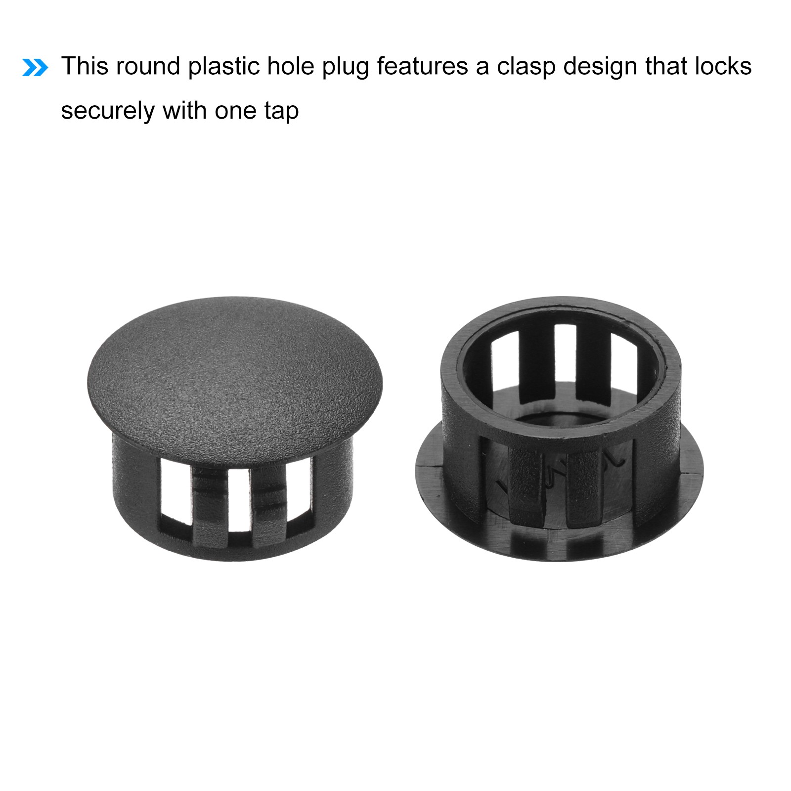 32Pcs 15mm(5/9″) Black Nylon Plastic Round Locking Hole Plugs Insert End Caps
