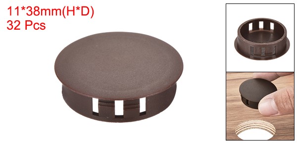 32Pcs 38mm Brown Nylon Plastic Round Locking Hole Plugs Insert End Cap