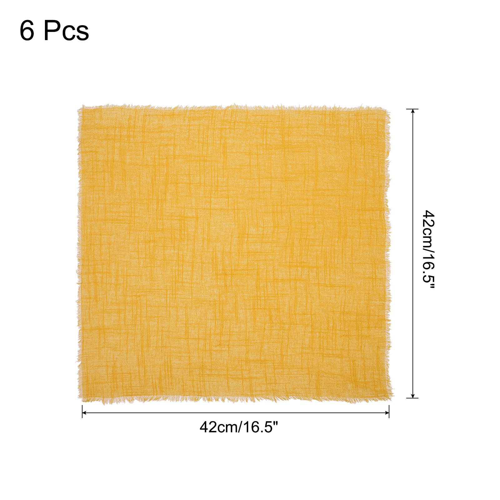 6pcs Cloth Napkins 16.5×16.5 Inches Cotton Linen Napkins with Fringe Yellow