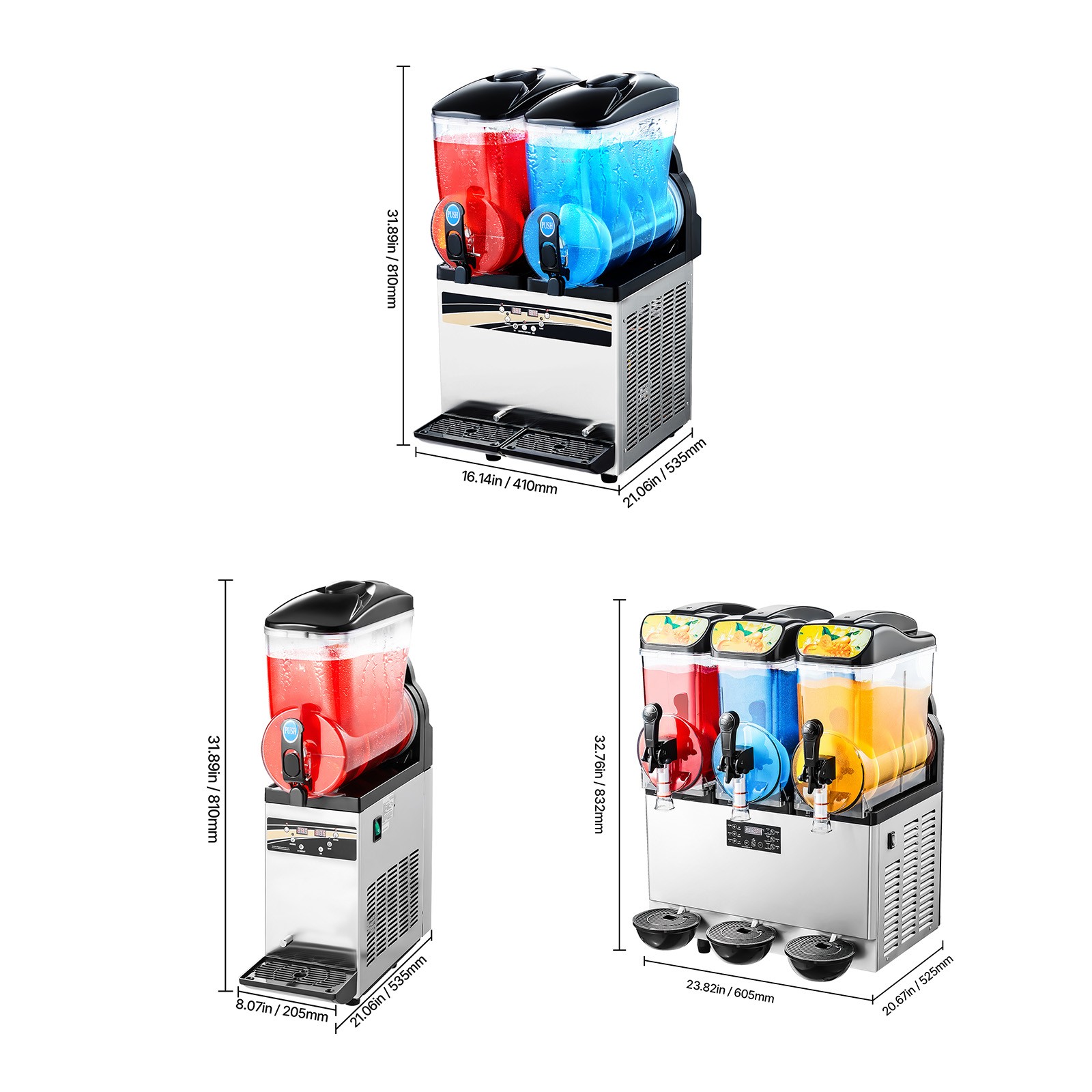 Uimoso Commercial Frozen Drink Slushy Machine 15L/30L/45L Slushie Beverage Maker