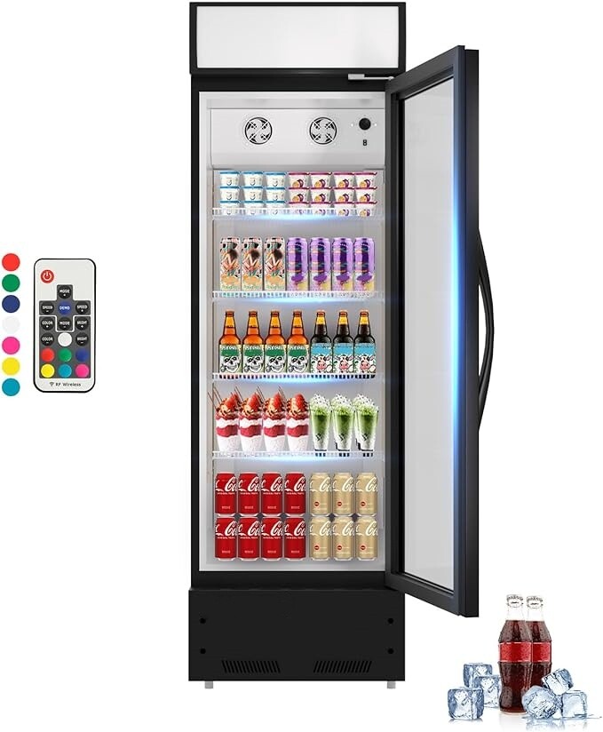 Merchandiser Commercial Glass Door Beverage Refrigerator Display Cooler 8 Cu.ft