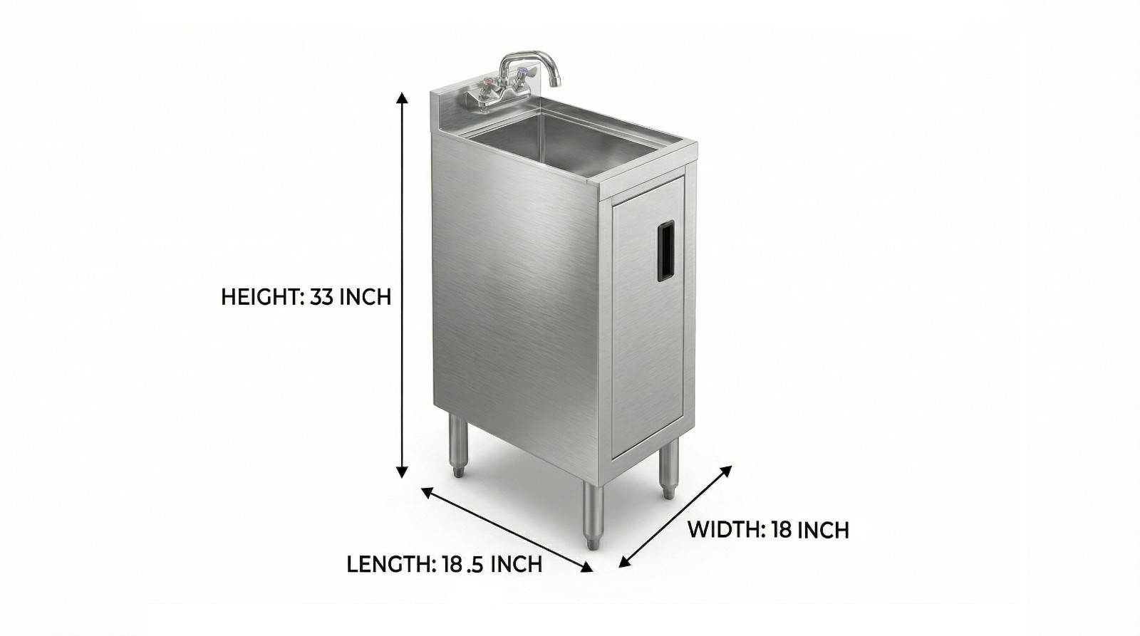 18.5 in. Underbar Hand Sink with Cabinet – 18 1/2 in. x 12 in. x 30 in.