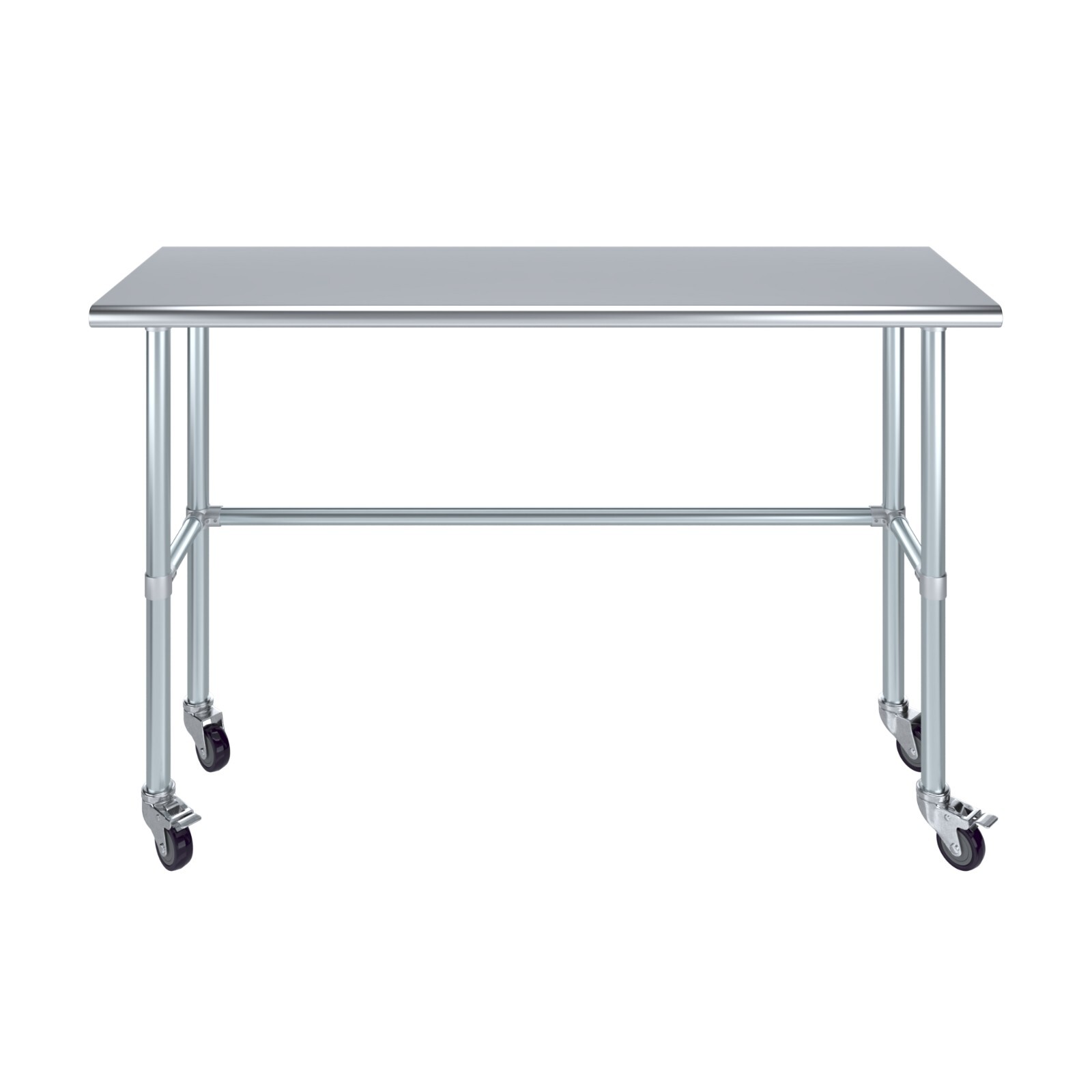 18 in. x 60 in. Stainless Steel Work Table Open Base & Wheels | Mobile Table