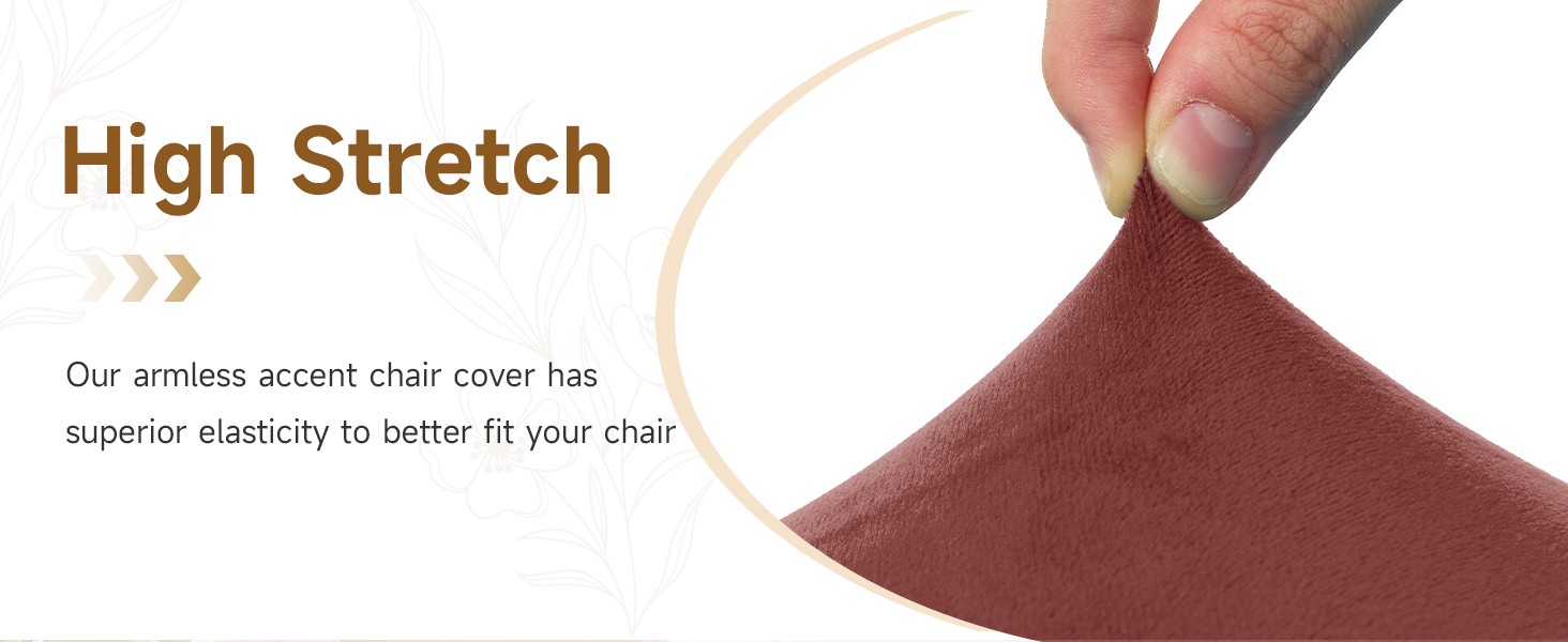 Velvet Armless Accent Chair Cover, Soft Stretch Accent Chair Slipcovers Without