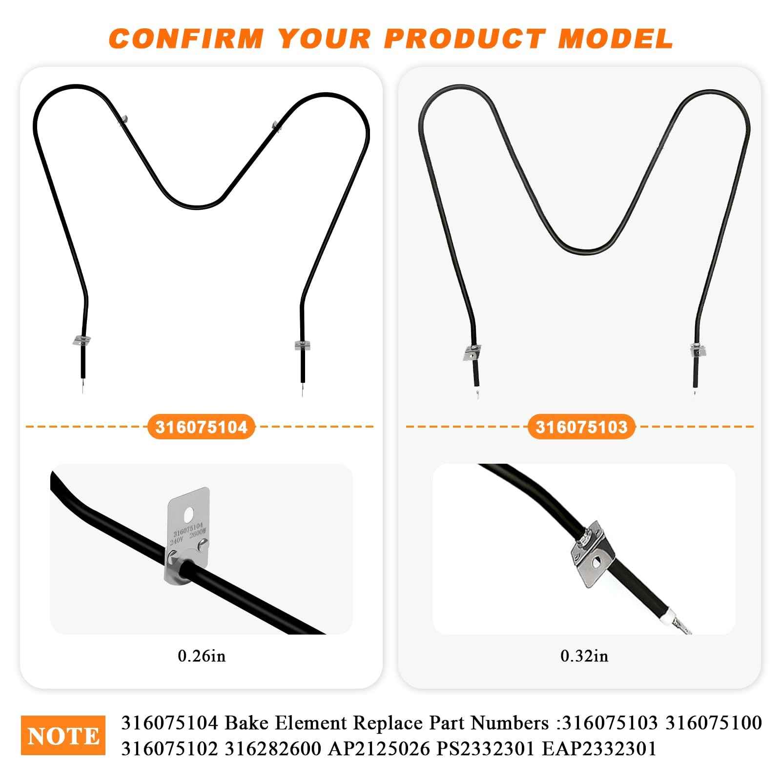 316075104 316075103 Oven Bake Heating Element by Blutoget-Fit for as picture