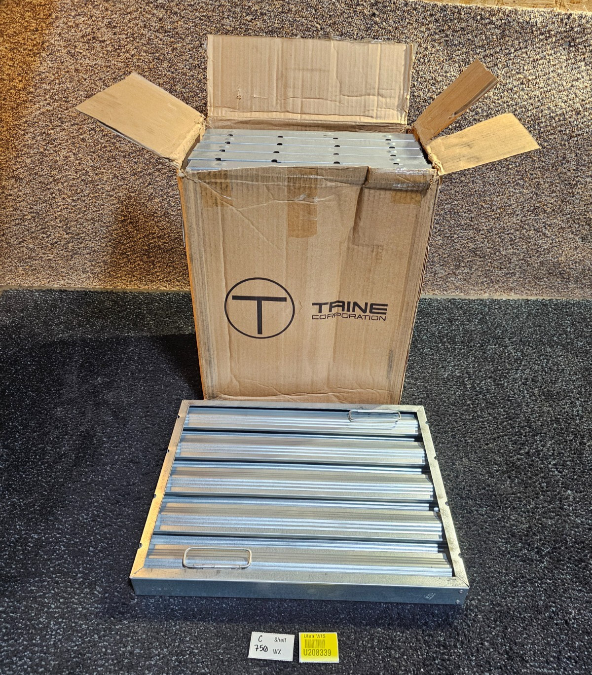 (QTY 6) Trine F35I Baffle Grease Filter, 20in. x 16in. x 2in., Galvanized Steel