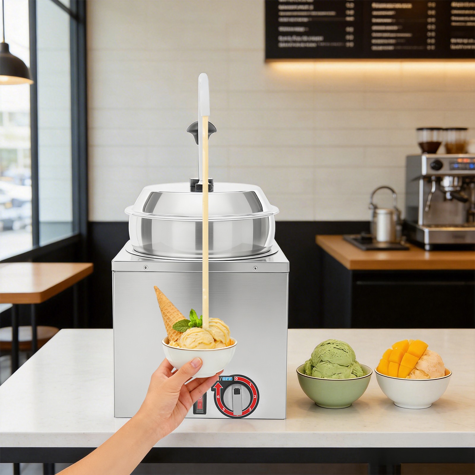 7L US Standard Cheese Dispenser with Pump, Commercial Stainless Steel Warmer