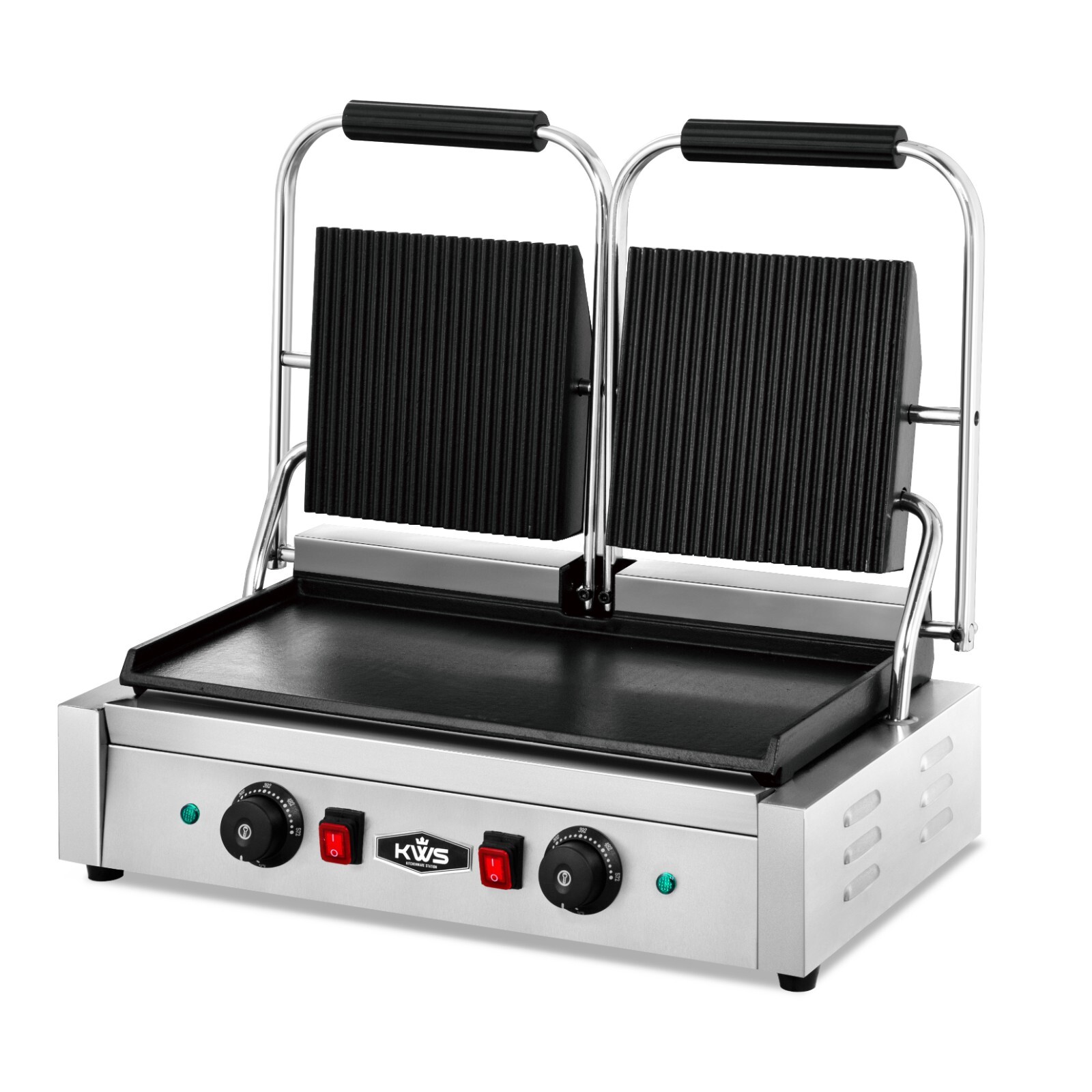 KWS PFM-23 Electric Commercial 3400W Dual Top Panini Grill with 19″x 9″
