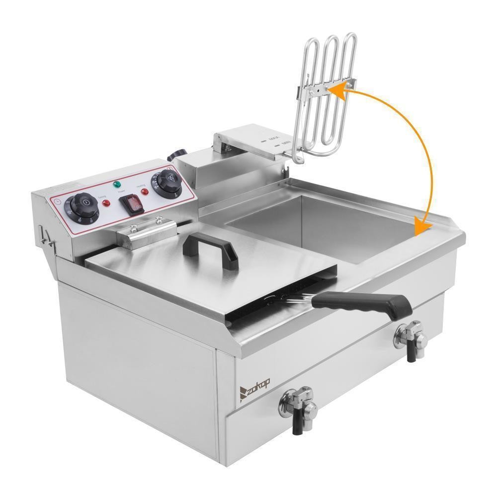 3400W 23.6L 25QT Electric Deep Fryer Commercial Restaurant Fry Basket 2 Tank