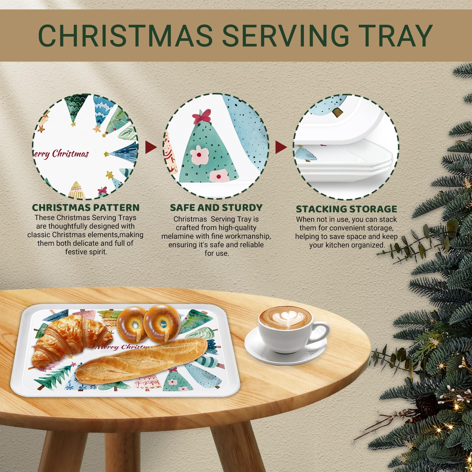 Jrusmr 4-Pack 15 x 11 Inch Christmas Serving 14.8 x 10.5 inches, Style B