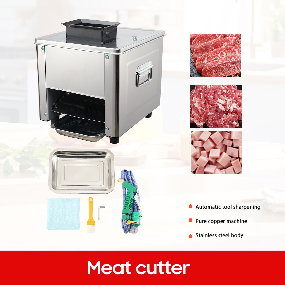 850W Electric Meat Cutter Commercial 3.5 mm Meat Slicer Meat Cutting Machine NEW