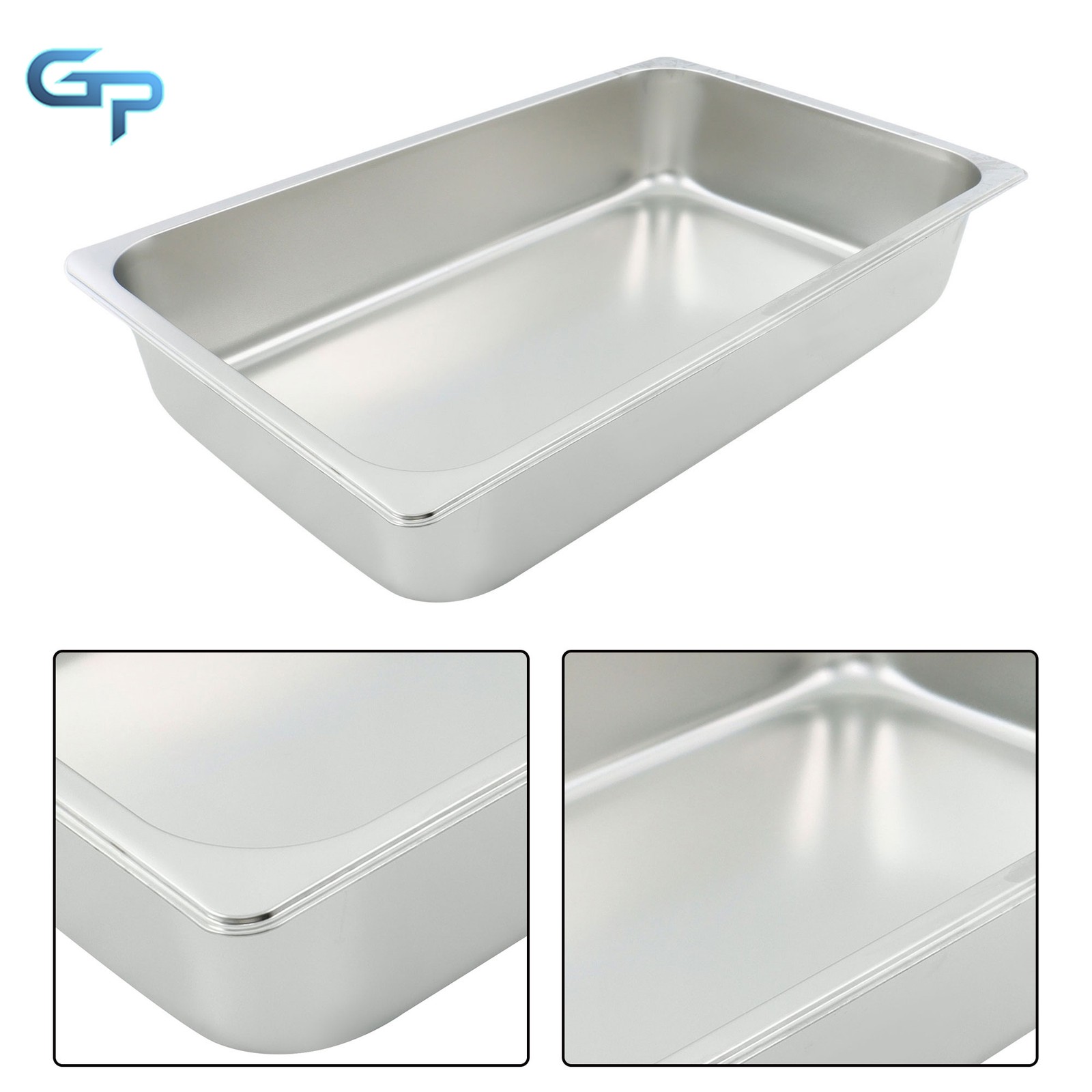 Stainless Steel Full Size Food Pans with Lids – Set of 4 for Buffet Service