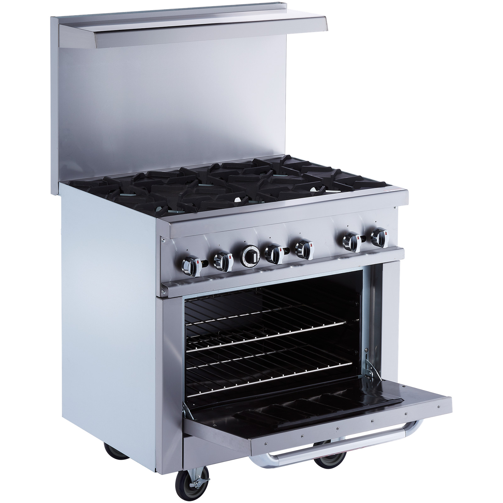 Patriot PT-R36 Commercial 6-Burner Natural Gas Range 36″W with Standard Oven