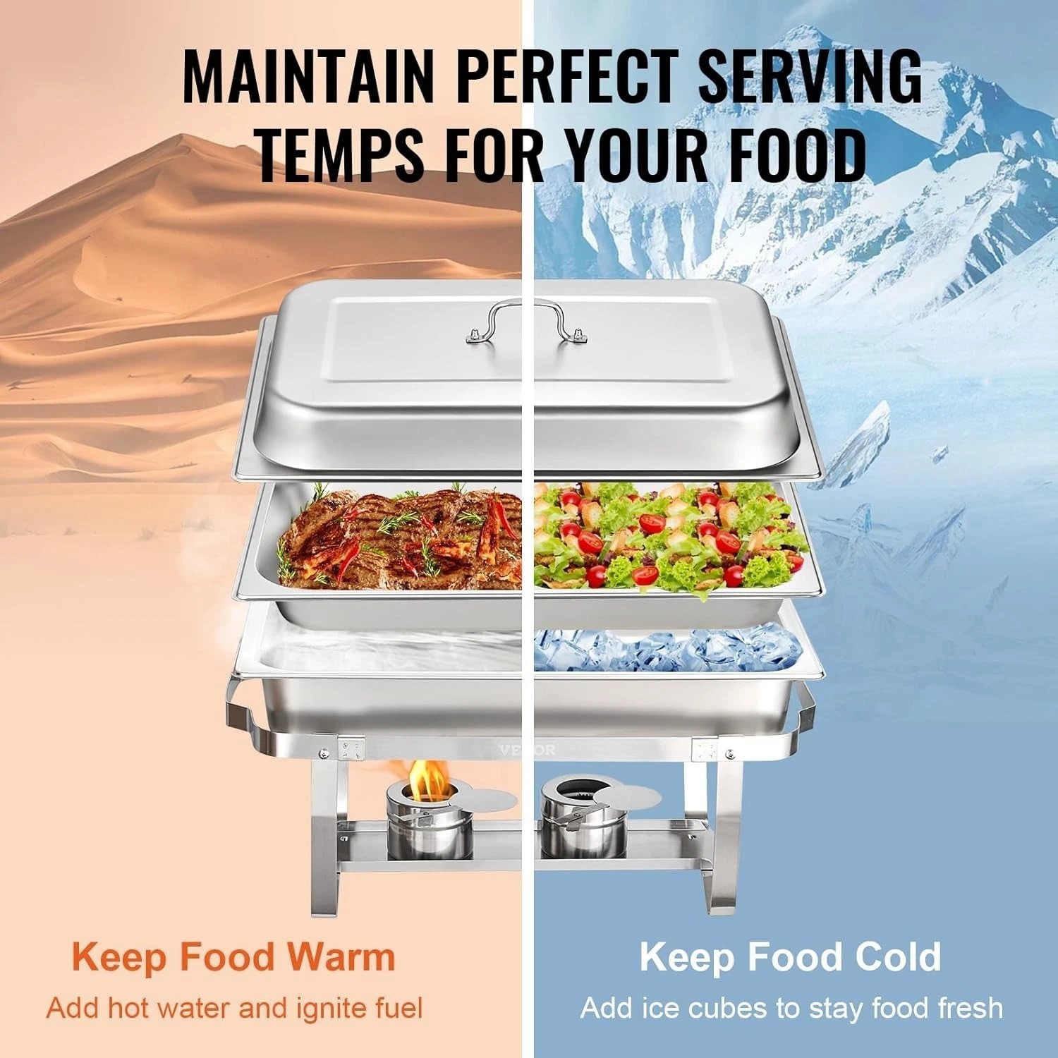 Chafing Dish Buffet Set, 8 Qt 2 Pack, Stainless Steel Chafer with 2 Full Size…