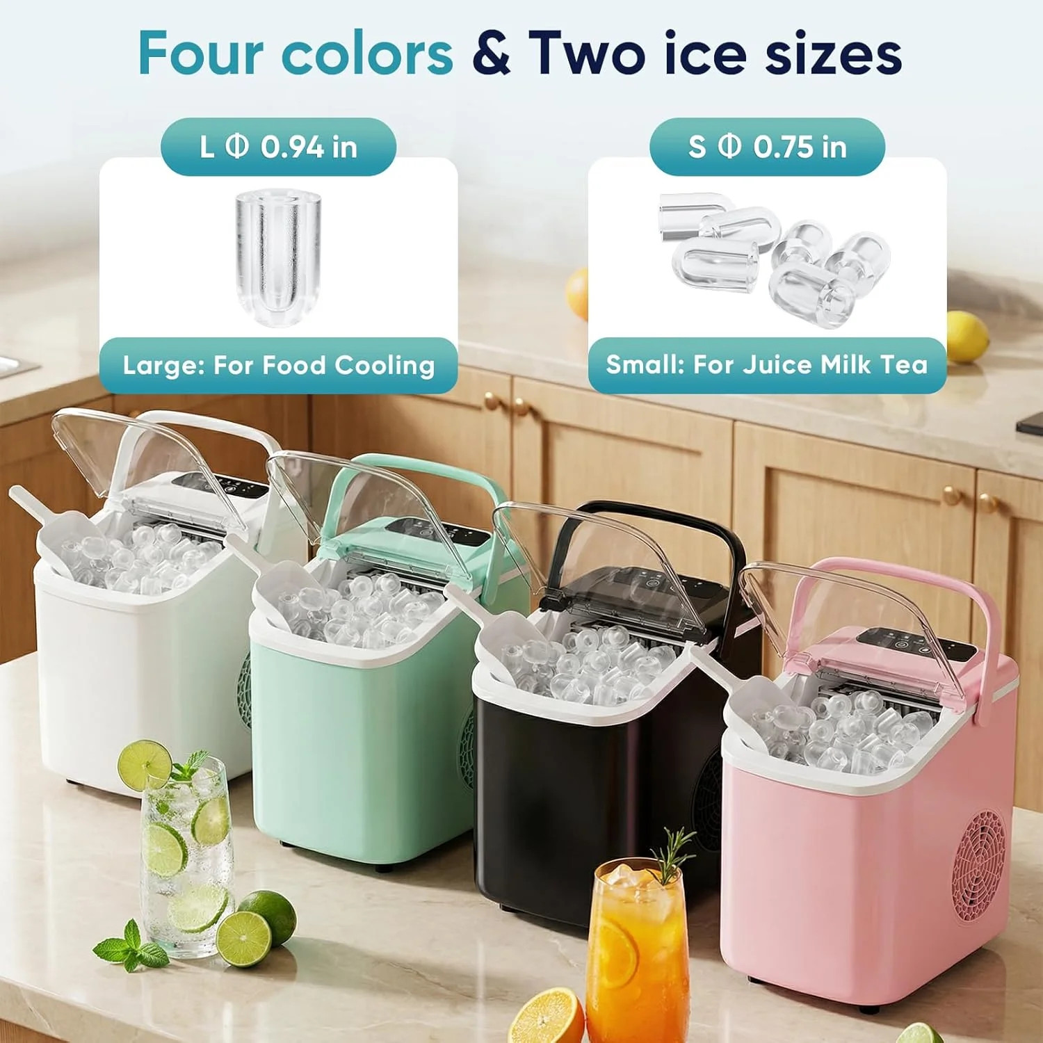 Ice Maker Countertop Machine Portable 26lbs 9 Bullet Ice Cubes Kitchen Scoop