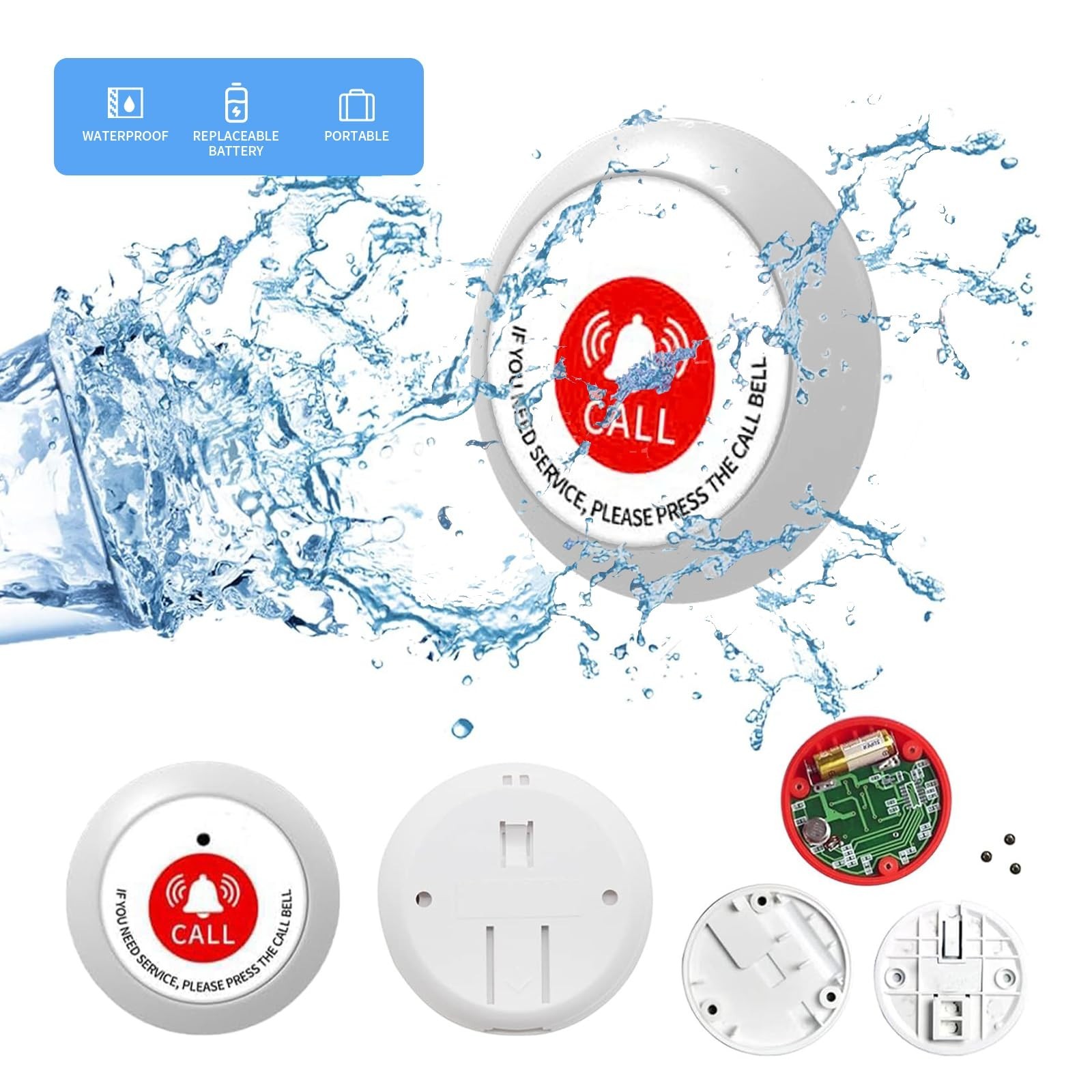 Nurse Call System,Wireless Caregiver Pager Calling System,1000ft, 10 Alert Em…