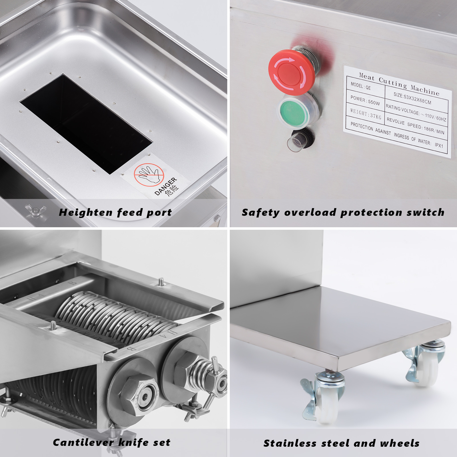 Meat Cutting Machine with One Blade 500KG Output Cutter Meat Dicer Slicer New