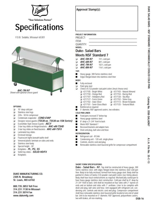 Duke Silver Mobile Refrigerated Salad Bar-USED ONLY 1 YEAR!