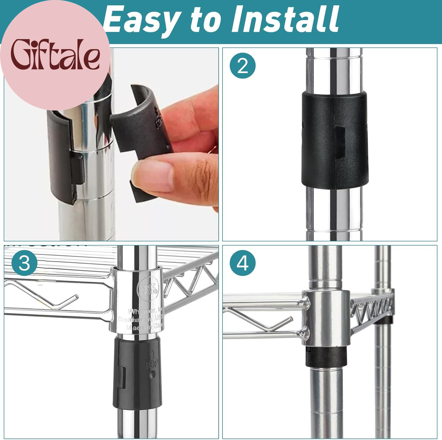 200 Pack Wire Shelving Shelf Lock Clips, 1 Inch Wire Shelf Clips for Post Shelvi