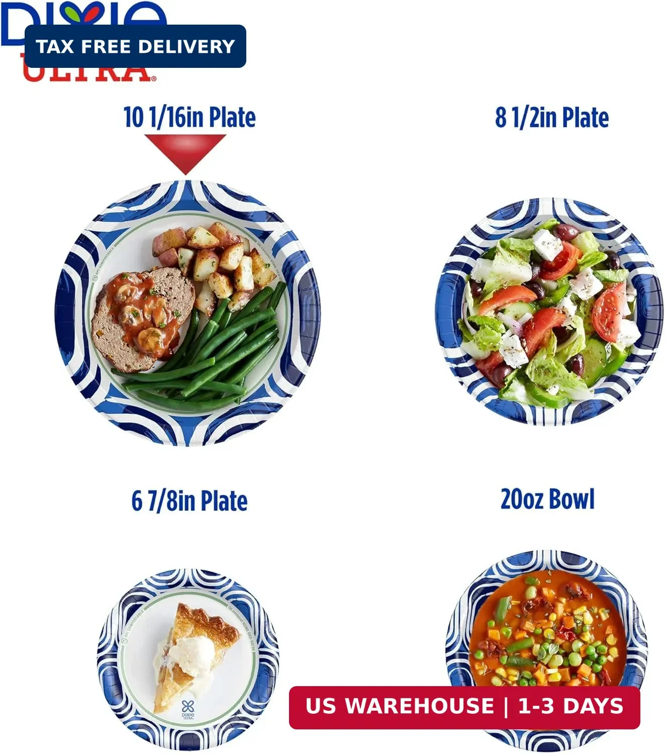 Dixie Ultra, Large Paper Plates, 10 Inch, 100 Count, 3X Stronger*, Heavy Duty, M
