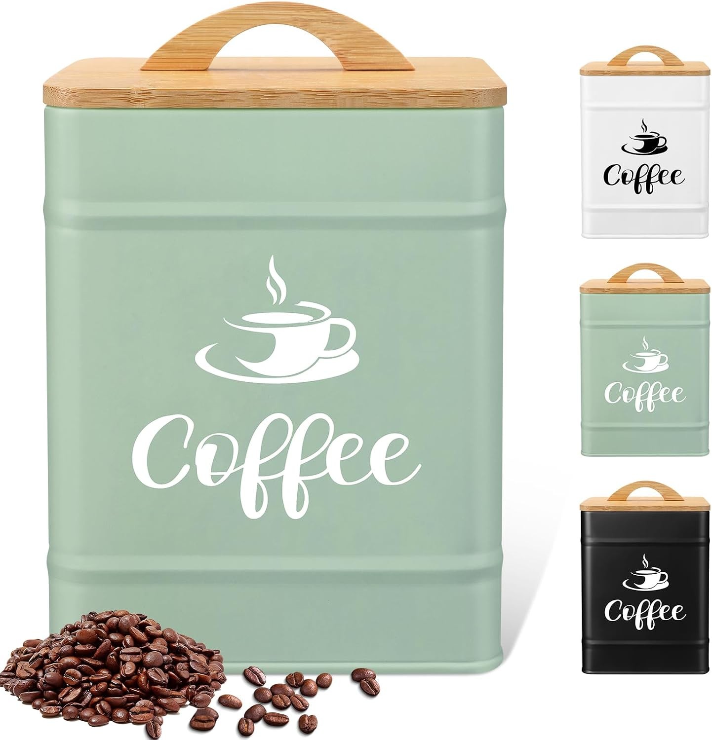 40 oz Turquoise Airtight Coffee Canister Large Iron Farmhouse Container with