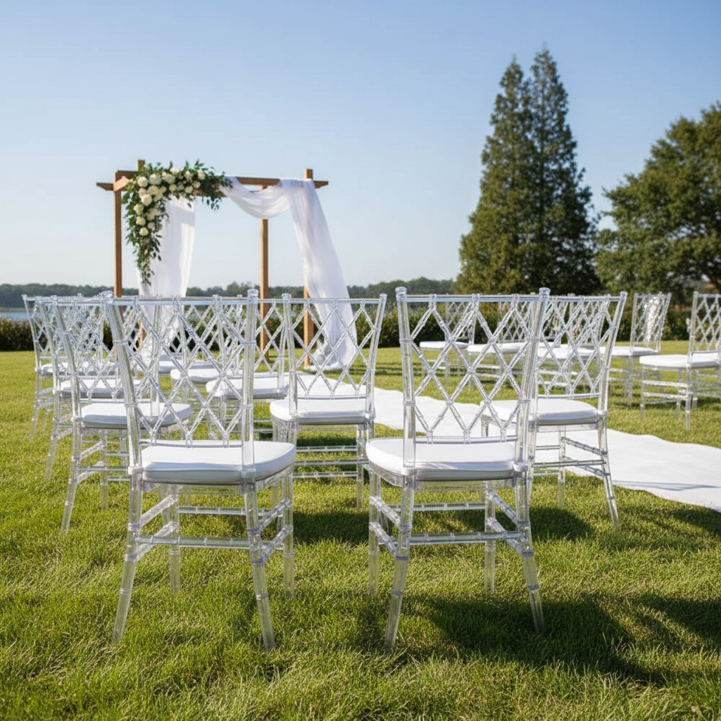 Set of 3 Fully Assembled Transparent Crystal Dining Chair for Wedding ,party.
