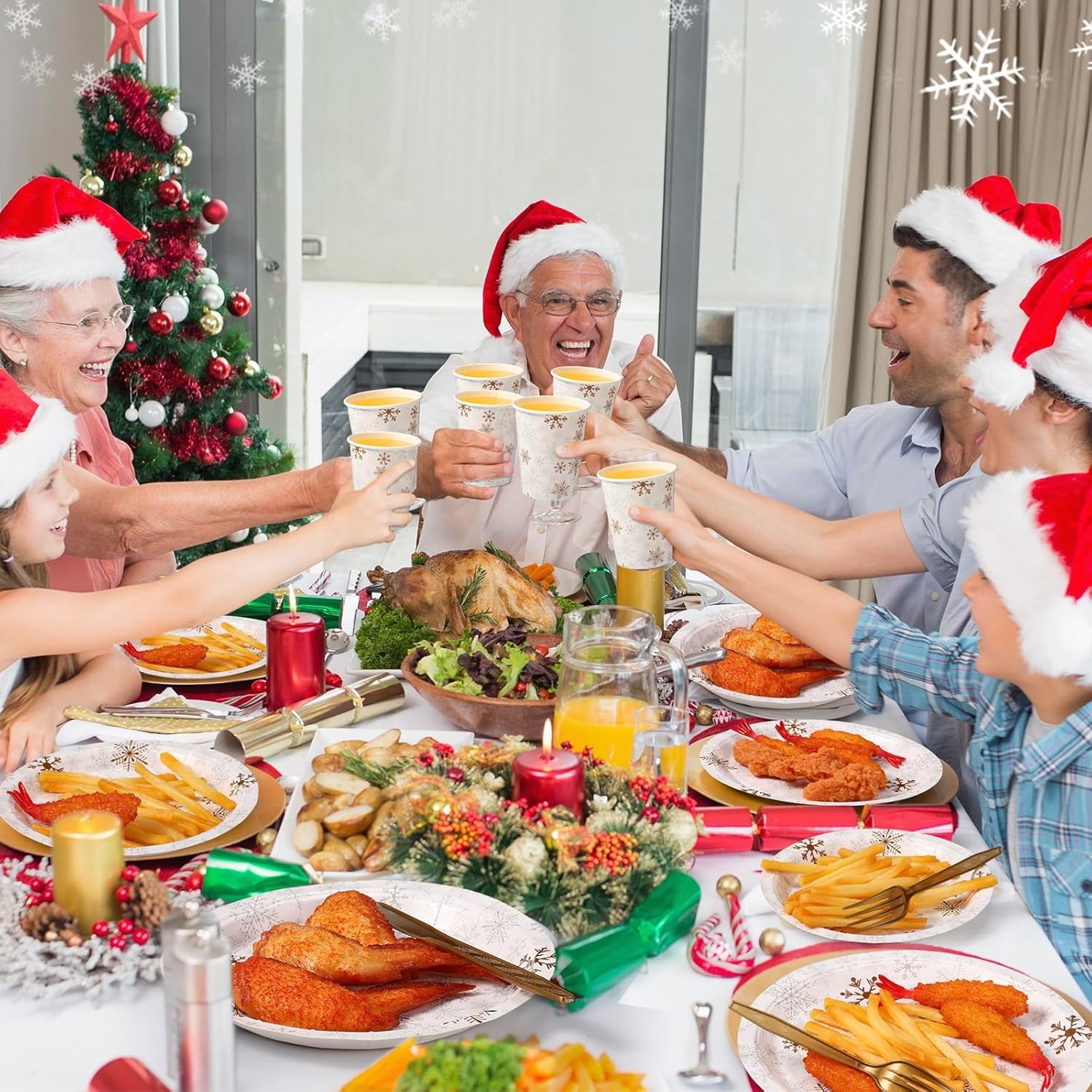 210 Pcs Winter Snowflake Paper Plates and Napkins Set Winter Wonderland Birthday