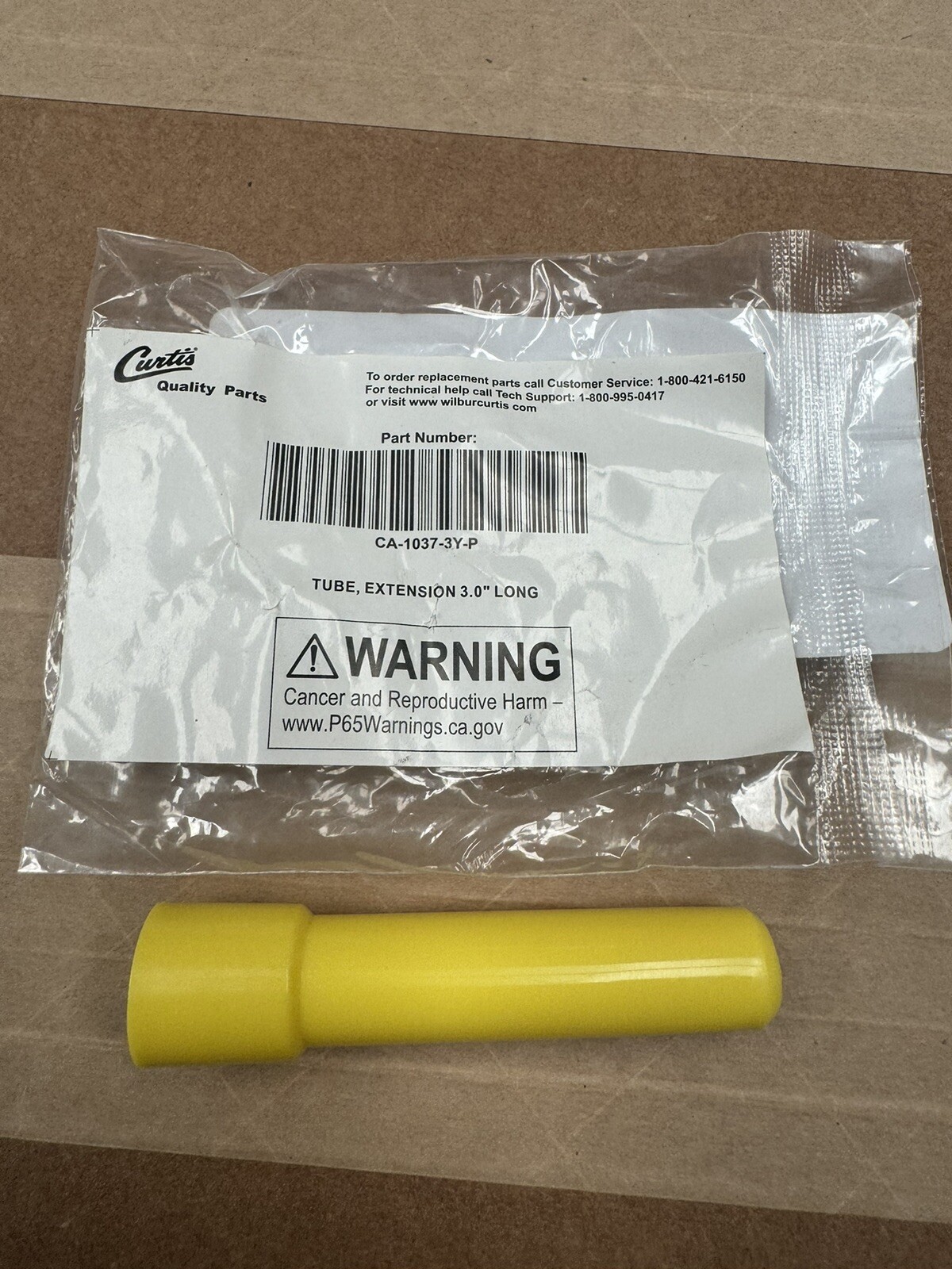 WILBUR CURTIS CA-1037-3Y 3” YELLOW EXTENSION TUBE ..GENUINE OEM ..NEW