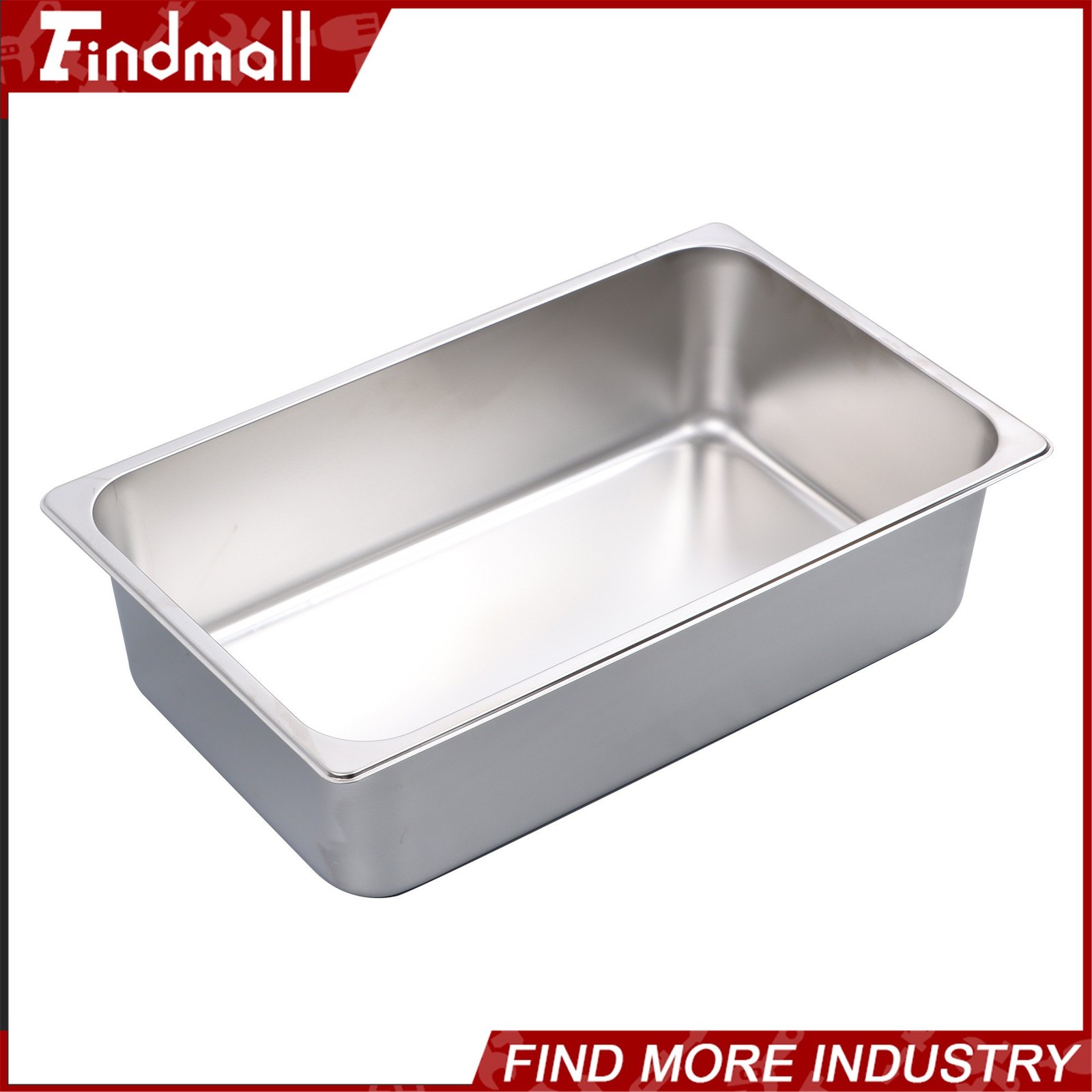 Findmall 2 PCS Full Size 6″ Deep Stainless Steel Steam Prep Table Hotel Food Pan