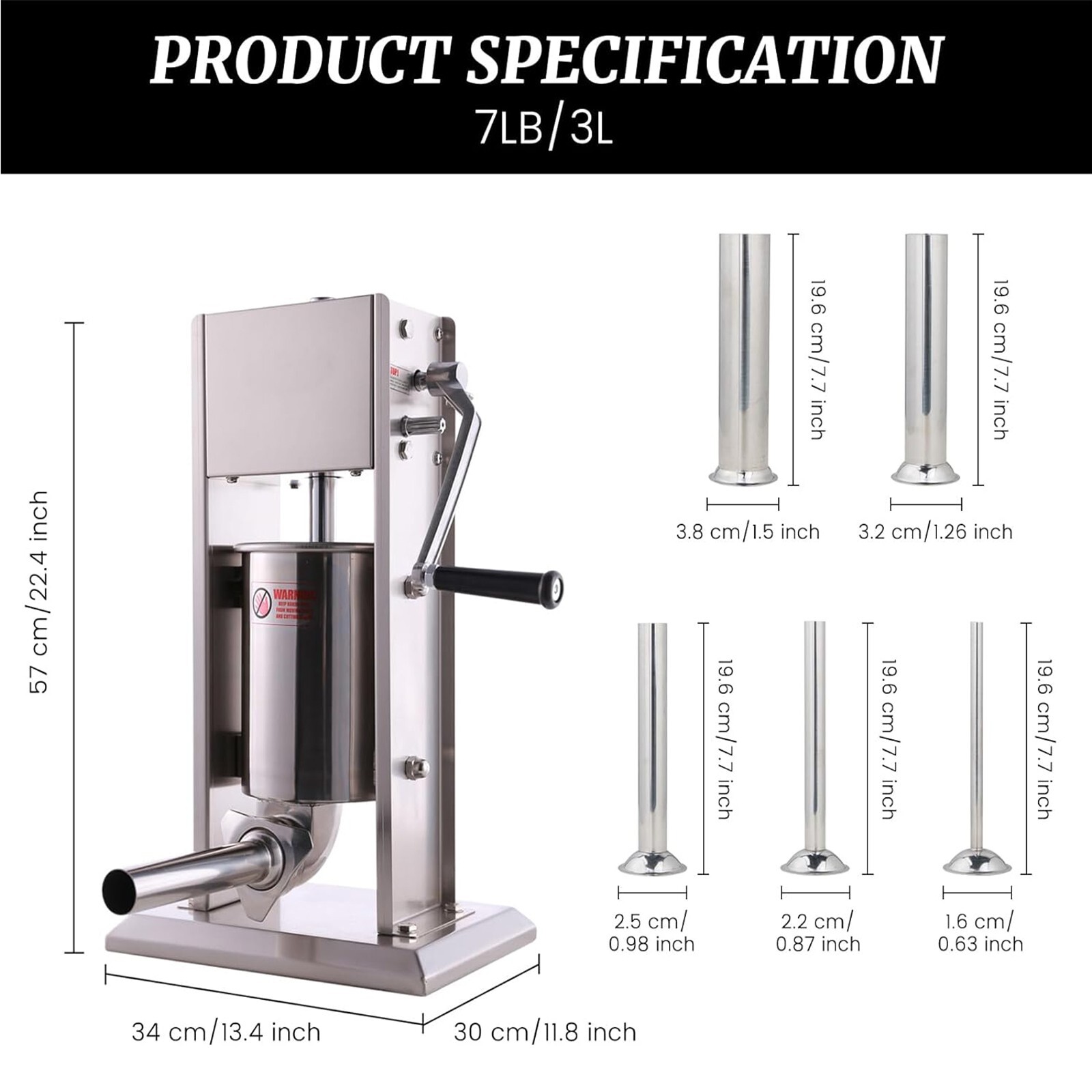 Hakka 7LB/3L Sausage Stuffer with Spanish Churro 2 in 1 Meat Maker Filler