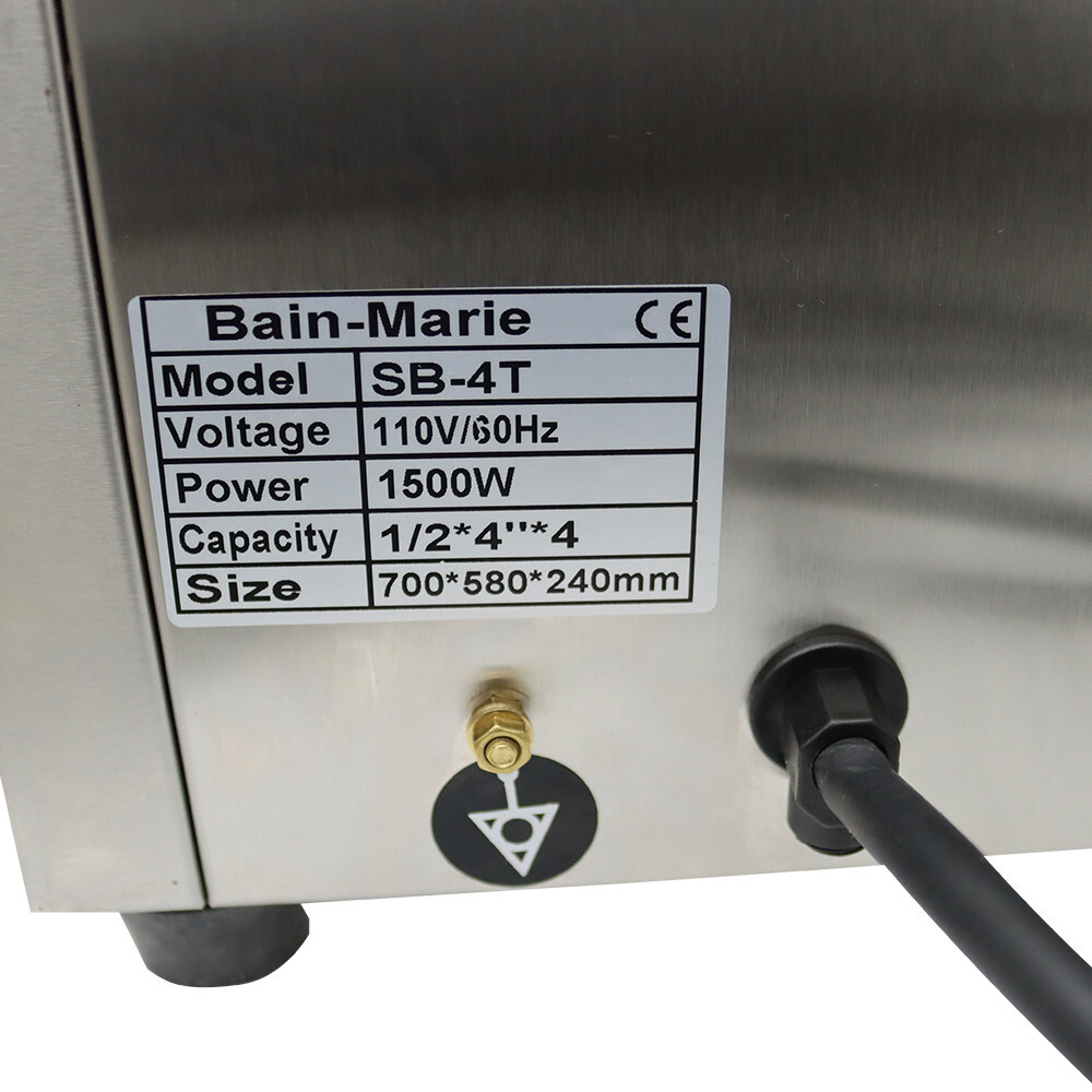 Commercial Stainless steel Squarish 4-Pan 1/2 Size Buffet Food Warmer 110V 1.5KW
