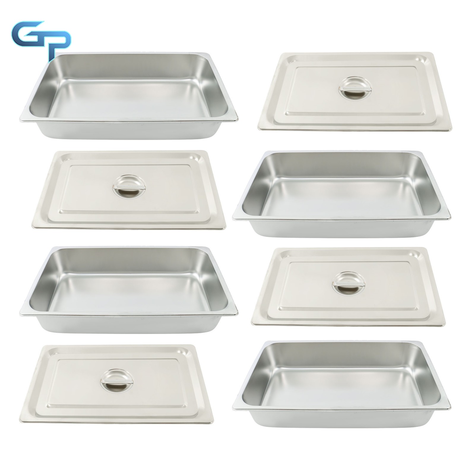 Stainless Steel Full Size Food Pans with Lids – Set of 4 for Buffet Service